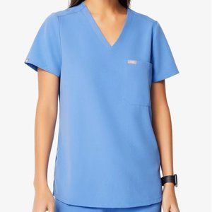 Figs Catarina One-Pocket Scrub Top in Ceil Blue